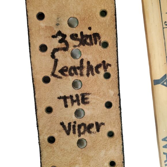 Handmade Studded Leather Wide Leather Belt Western Belt Antique Brass Sz 36 - Picture 5 of 6